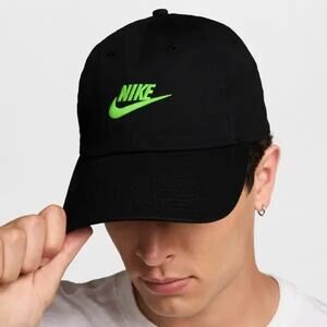 Nike Club Unstructured Futura Wash Cap Black Mean Green Hat FB5368 014 SIZE L/XL